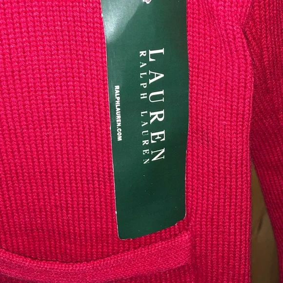 AUTHENTIC RALPH LAUREN CLASSIC RED BUTTON DOWN SWEATER SZ L - Picture 12 of 13